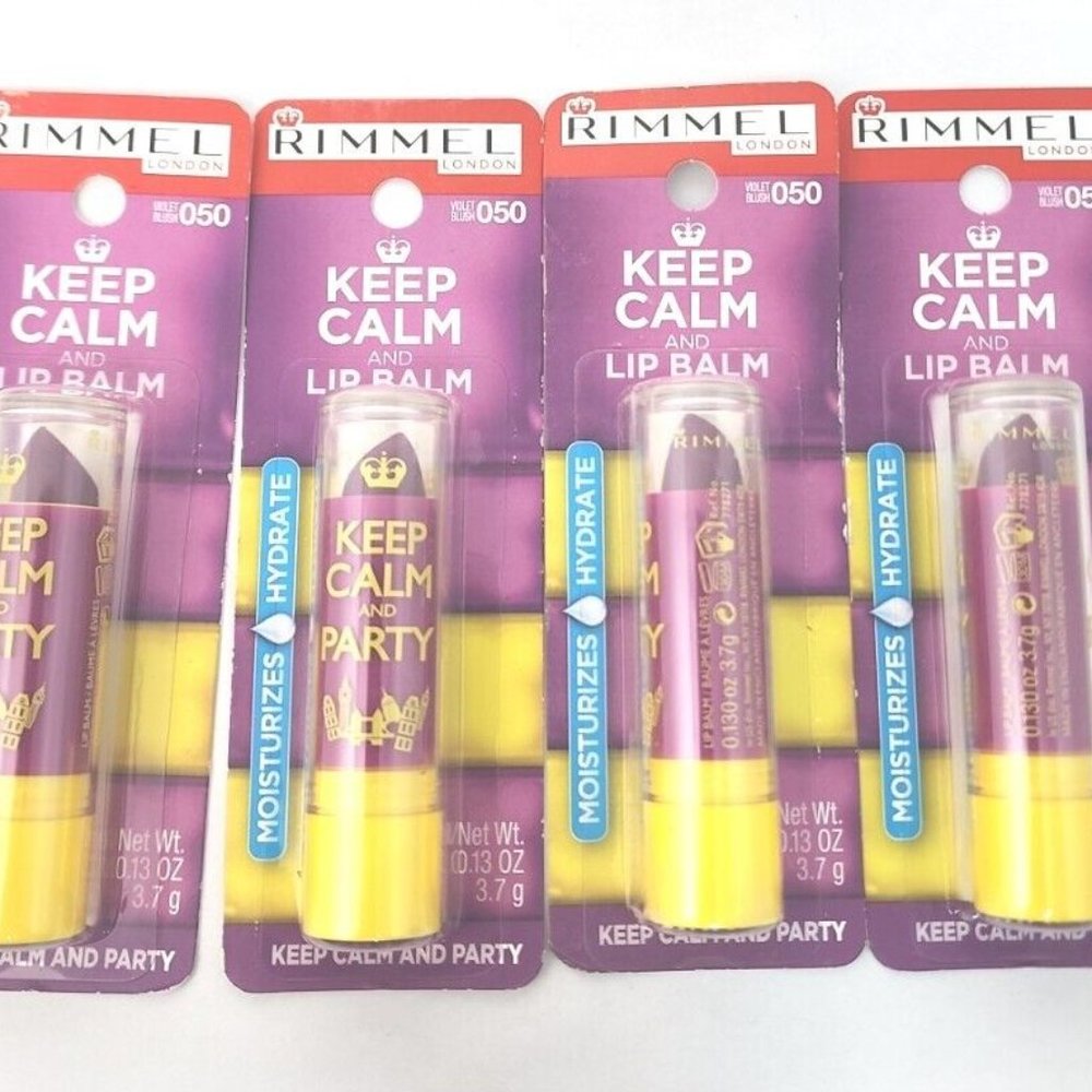 RIMMEL LONDON Keep Calm And Lip Balm VIOLET BLUSH 050 LOT 4 Pcs
